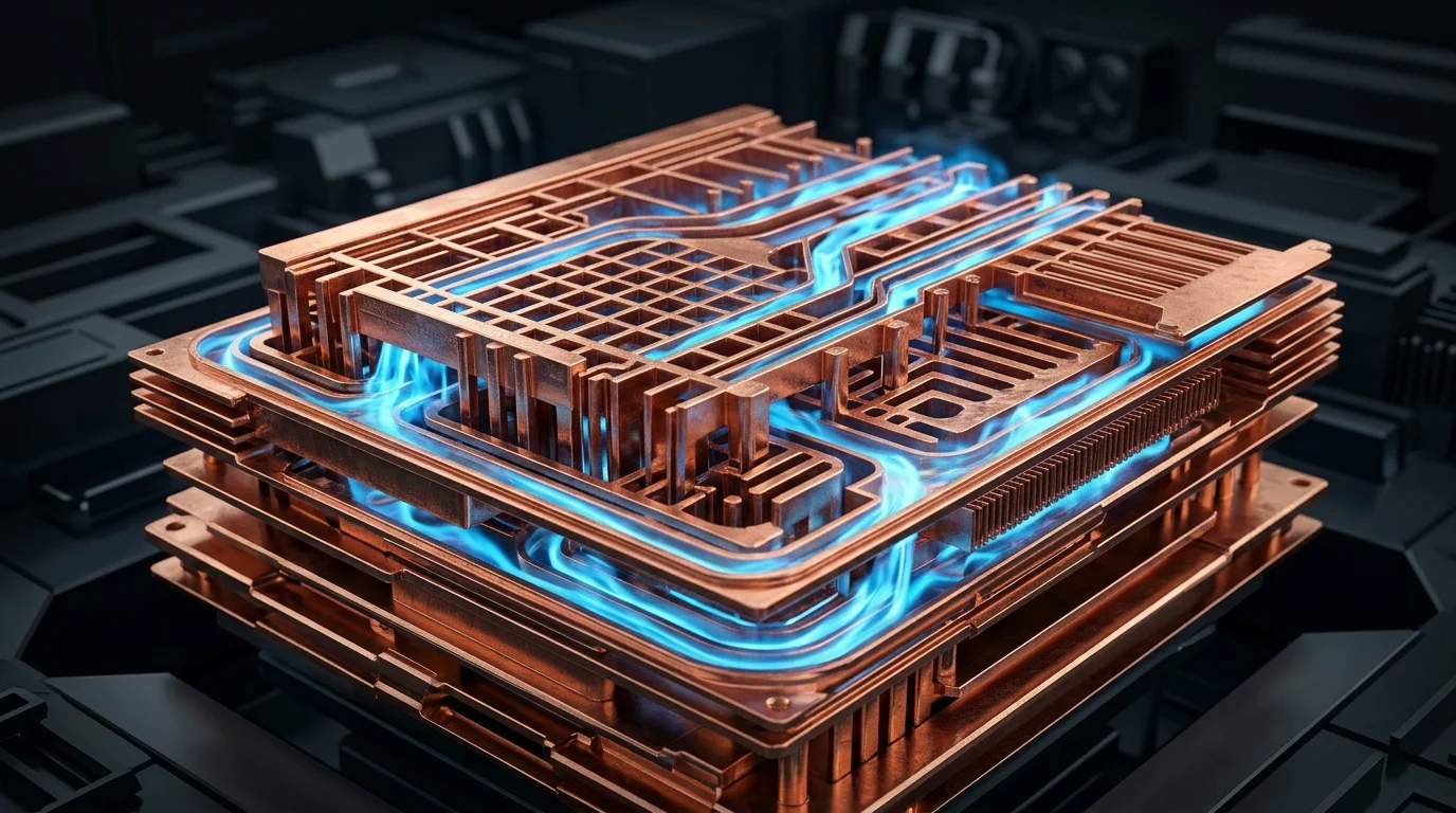 Abstract visualization of a thermal management vapor chamber.