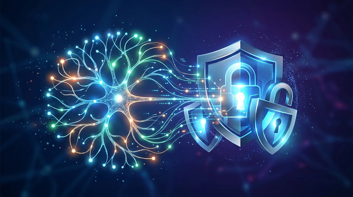 Conceptual digital art representing artificial intelligence safety.