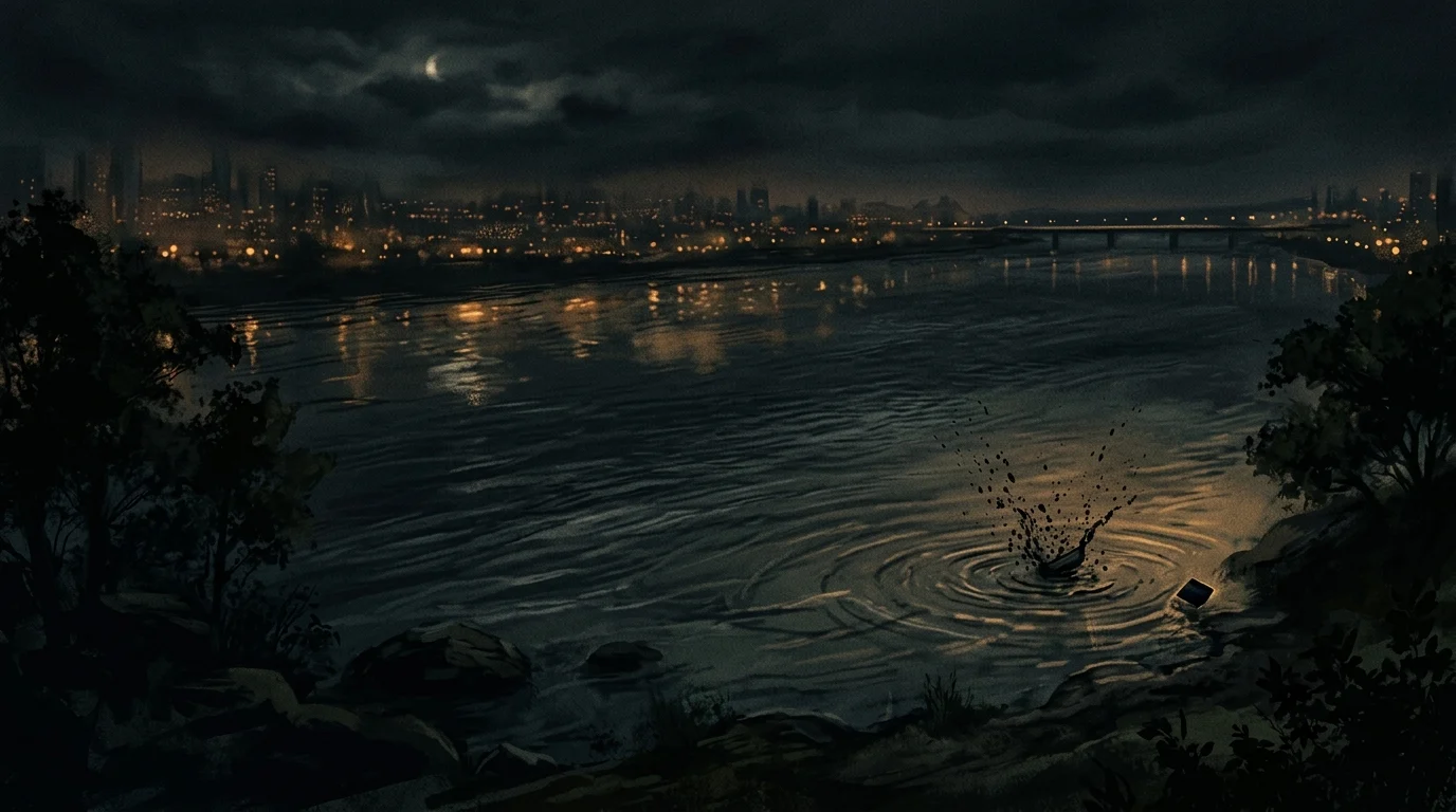 A conceptual illustration of the Danube river at night.