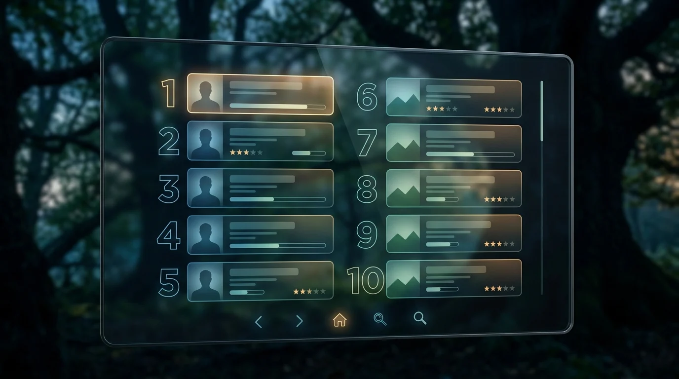 A digital chart interface overlaying a dark forest background.