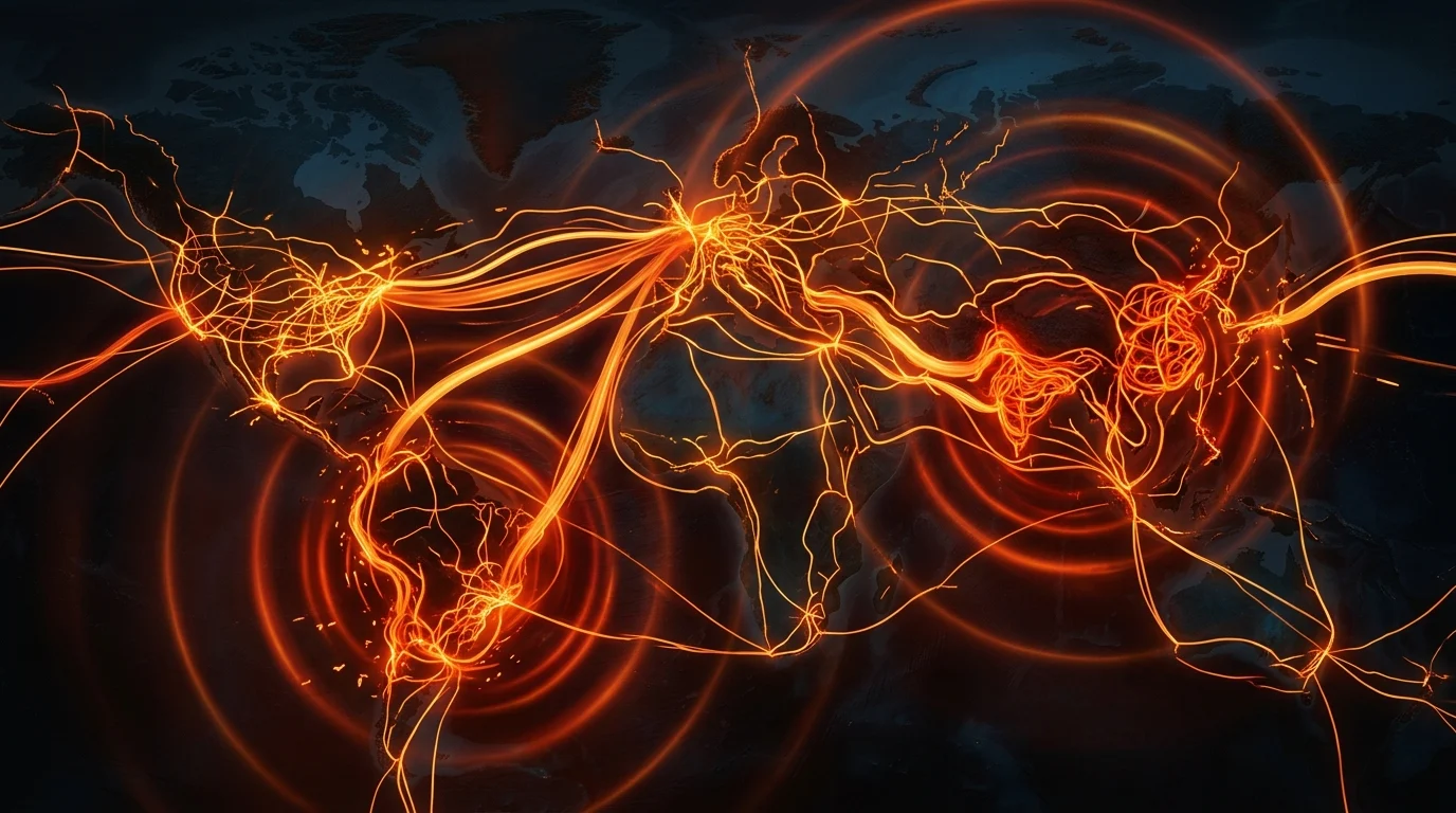 Abstract visualization of energy market pressures and heat.