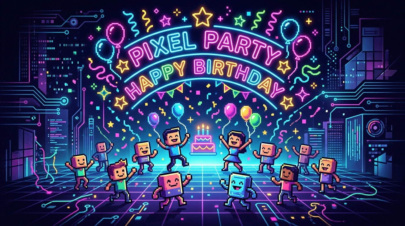 Conceptual art of a digital anniversary celebration.