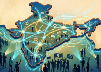 Conceptual illustration of youth movement networks across India