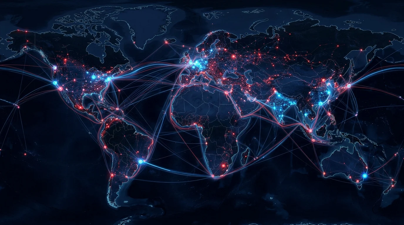 Abstract representation of interconnected industrial supply chains.