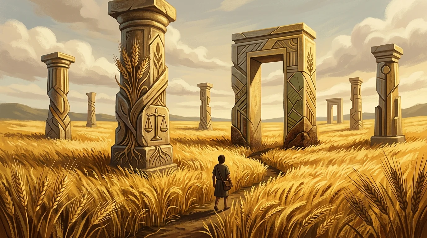 Conceptual art representing the intersection of law and land rights.