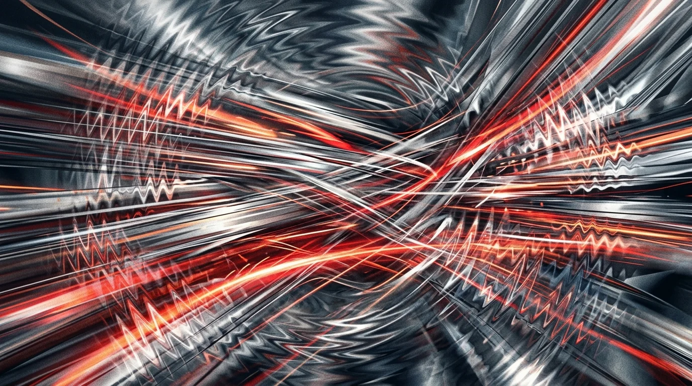 Abstract representation of mechanical vibration and high-speed motion.