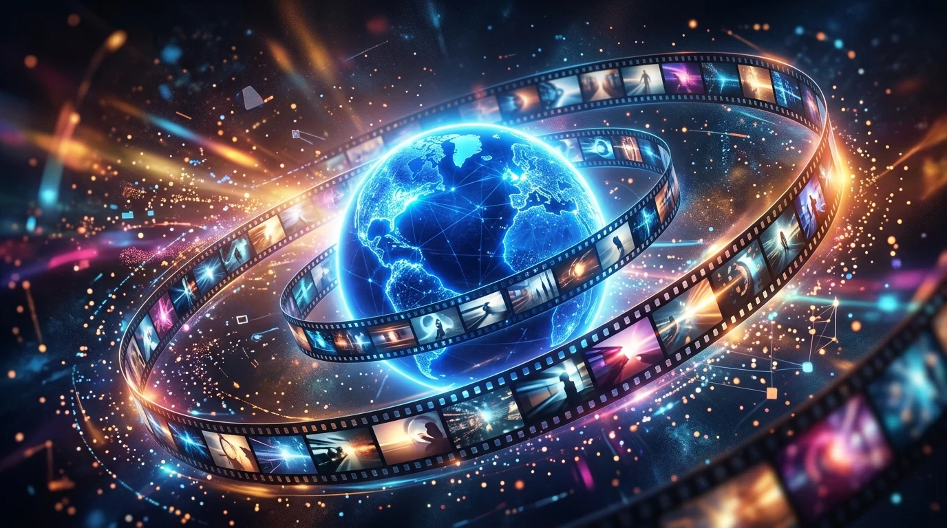 A conceptual illustration of global film streaming rankings.