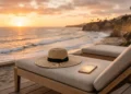 A conceptual scene of a beach chair and smartphone on the California coast.