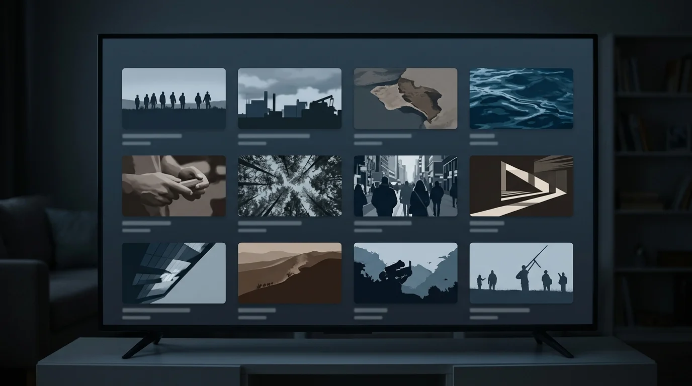 Conceptual depiction of a streaming interface for documentaries.