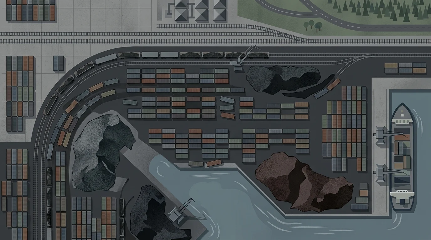 Abstract representation of trade and coal exports.