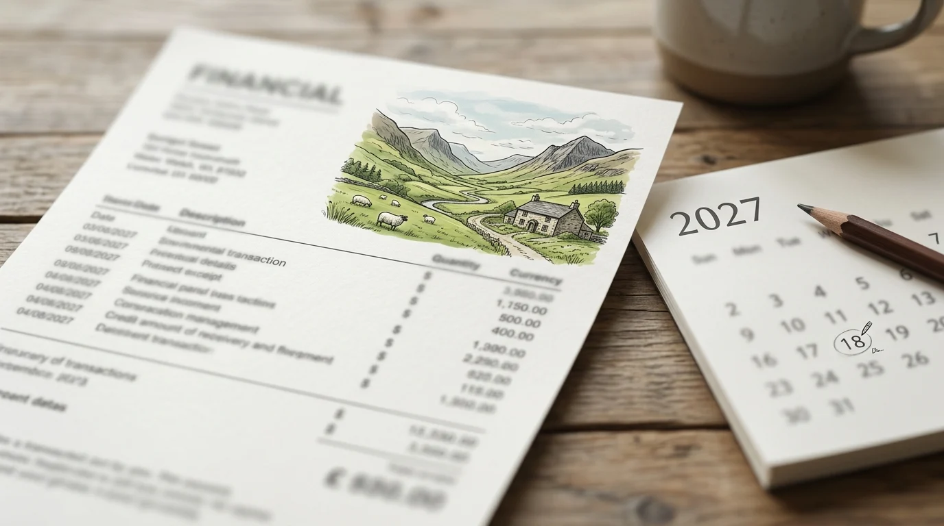A conceptual close-up of financial planning documents and a calendar.