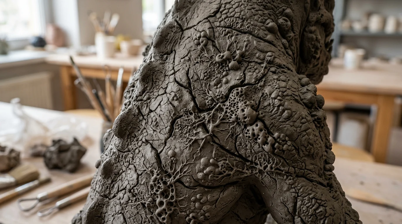 Close-up detail of high-end monster sculpture texture work.
