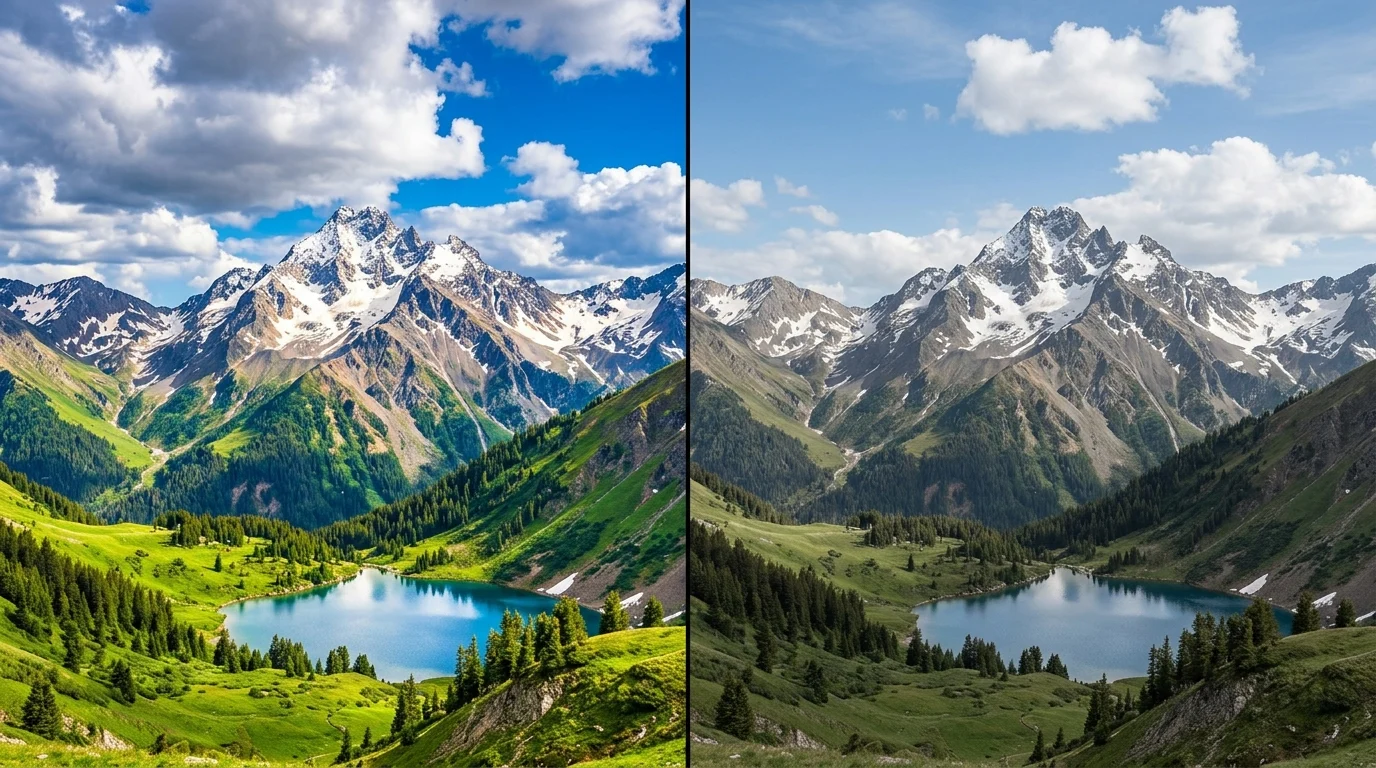 Visual representation of saturated versus neutral image processing.