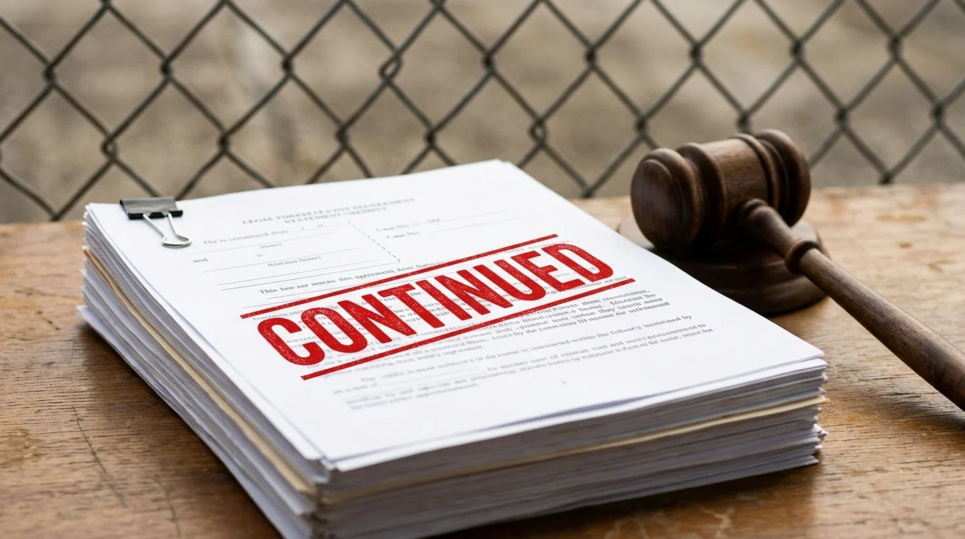 Conceptual image of a delayed court proceeding document.
