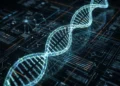 Conceptual representation of forensic DNA technology used in criminal investigations.