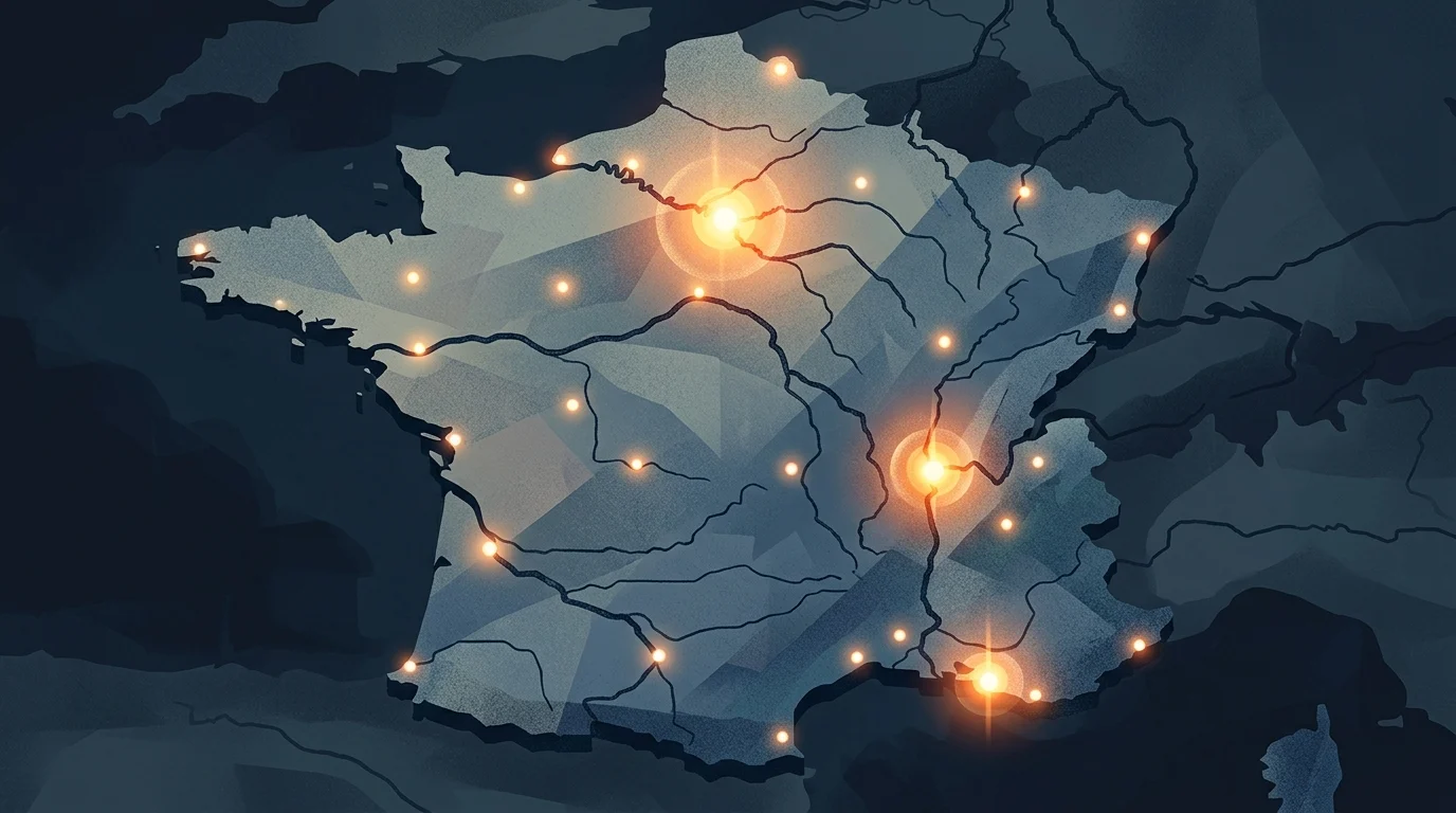 Map showing locations of student protests across France.