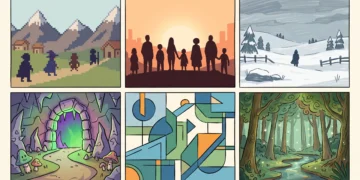 Conceptual art representation of various indie video game visual styles.