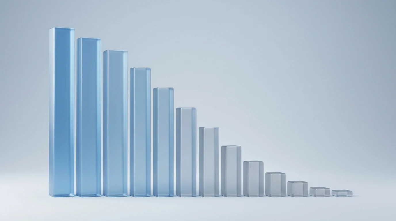Abstract bar chart showing a significant downward trend.
