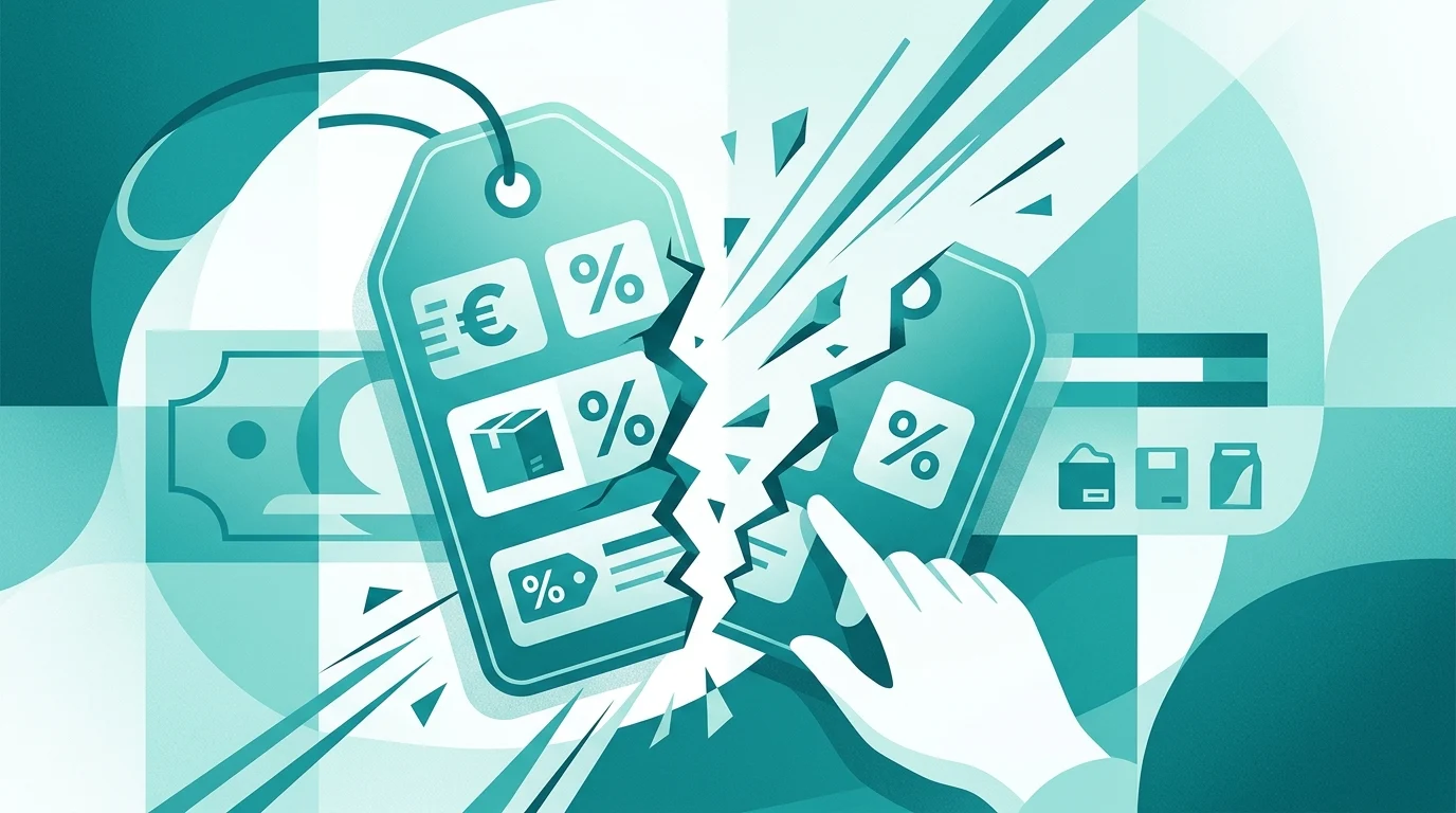 Abstract illustration of a price tag representing the ban on multi-buy deals.