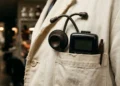 A stethoscope and pager tucked into a medical lab coat pocket.