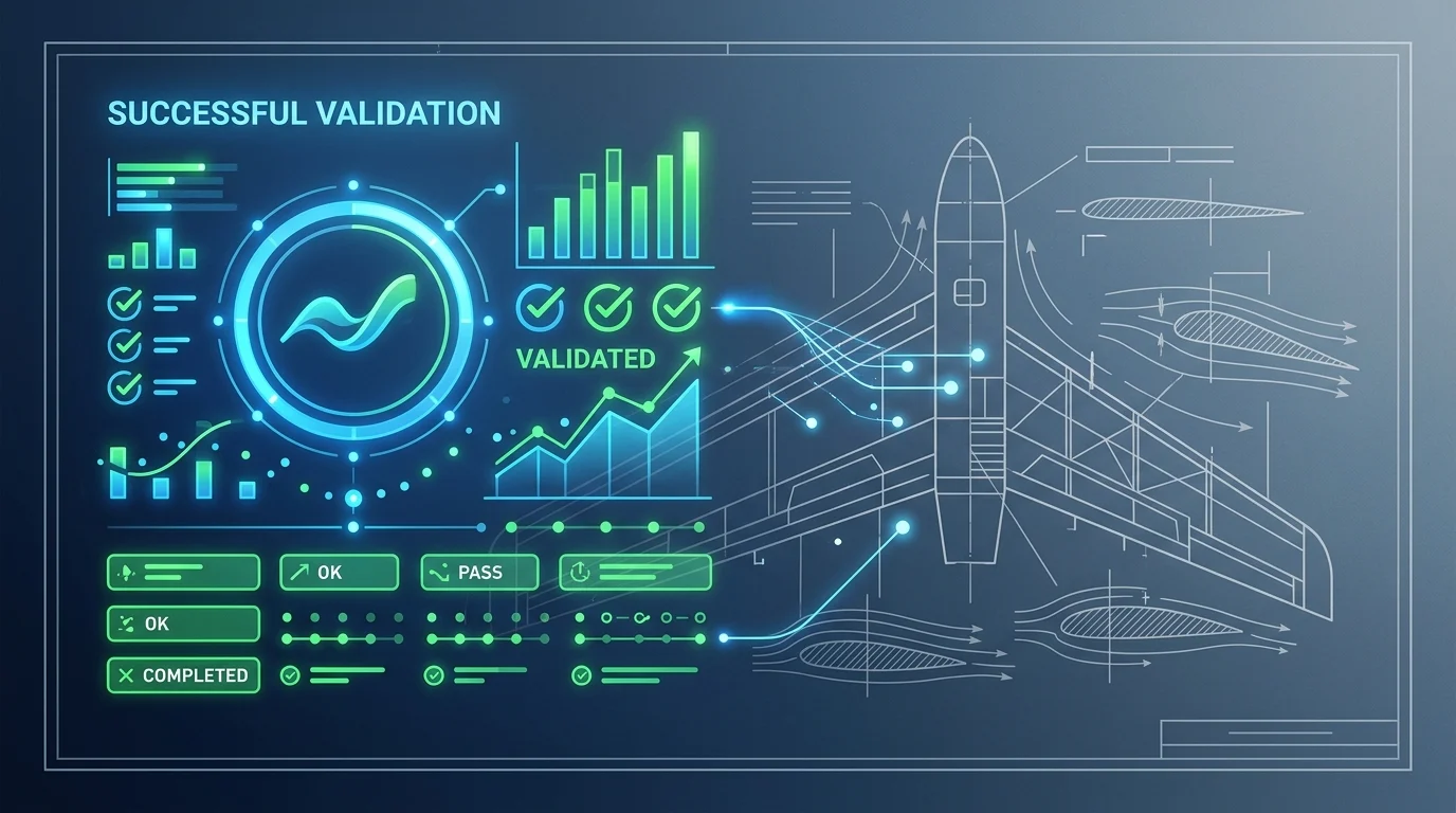 Abstract representation of aircraft software validation.
