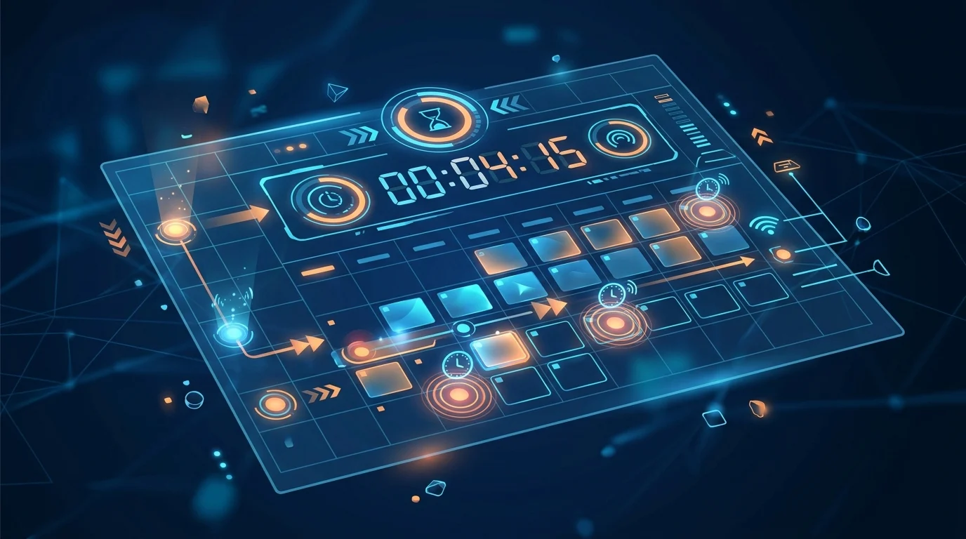 Conceptual illustration of a digital release calendar and timing.