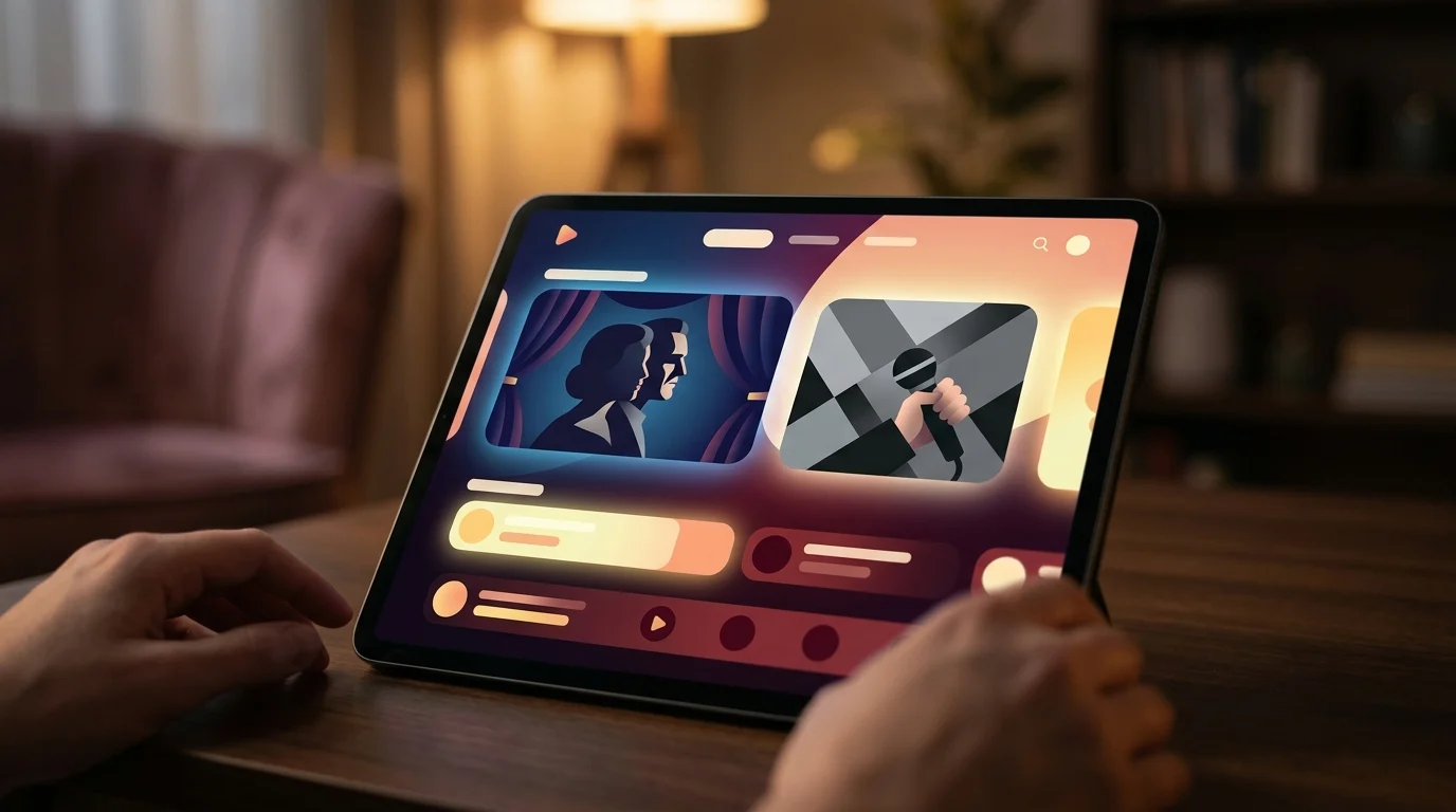 Conceptual illustration of a streaming interface highlighting content variety.