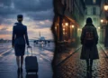 A conceptual illustration of a woman living a double life, representing the protagonist of the novel .